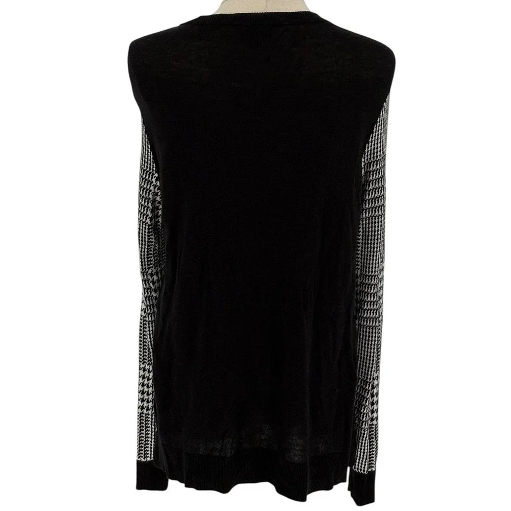 The‎ Limited Womens Houndstooth Button Down Cardigan Sweater Black White Large